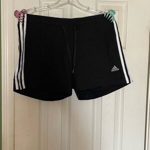 Women’s Adidas Black Athletic Shorts with White Stripes